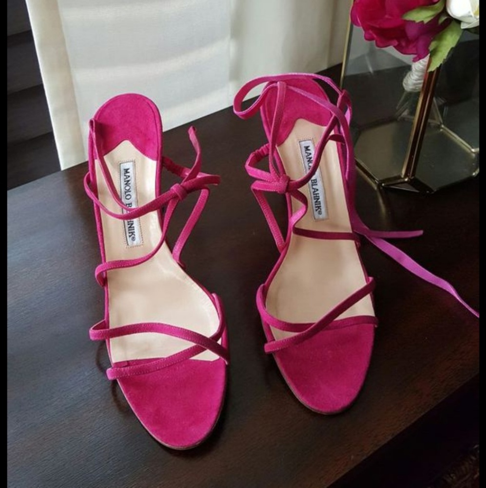 Manolo Blahnik Pink Strappy Sandal Heels
